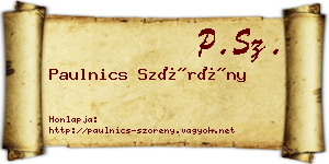 Paulnics Szörény névjegykártya